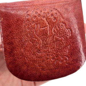 Vintage‎ Leather Coin Purse Embossed Deer Doe Fawn Handmade Mexico Brown 3x3